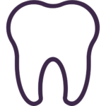 Purple outline of a tooth on a white background for tooth extraction services as normandy dental and lakewood dental