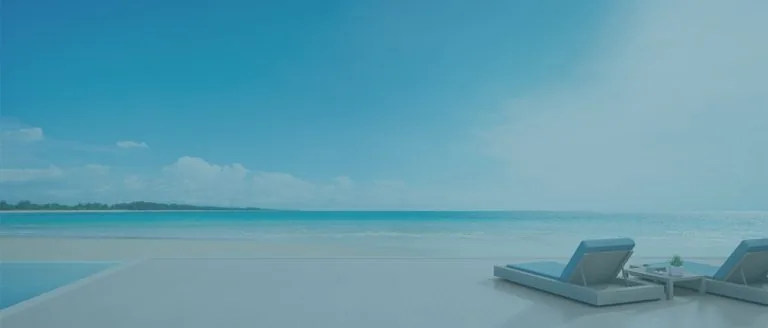 Lounge chairs on a beach